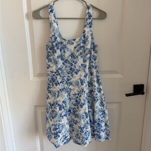 Blue & White Floral Smocked Mini Dress